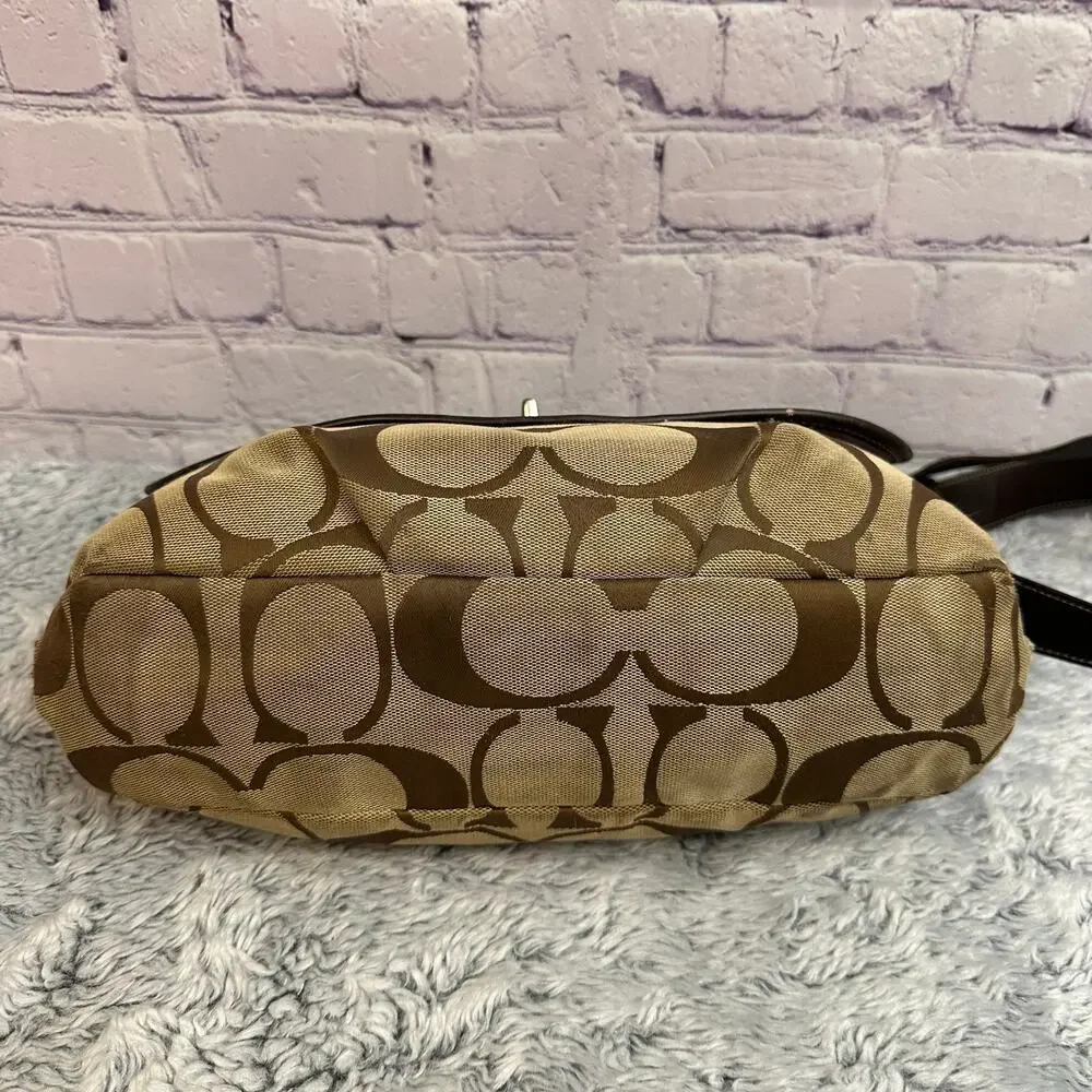 Coach Signature Turn Lock Flap Duffle Shoulder Bag & Matching Wallet Vintage SET